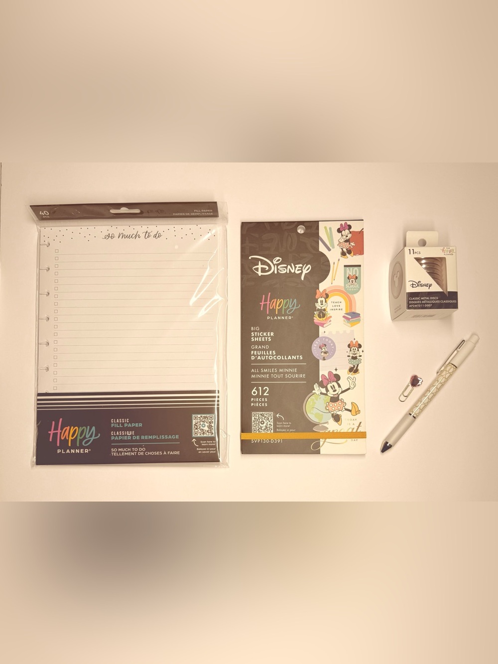 💐 Happy Planner Disney Filler Paper, Sticker, and Metal Disc Bundle